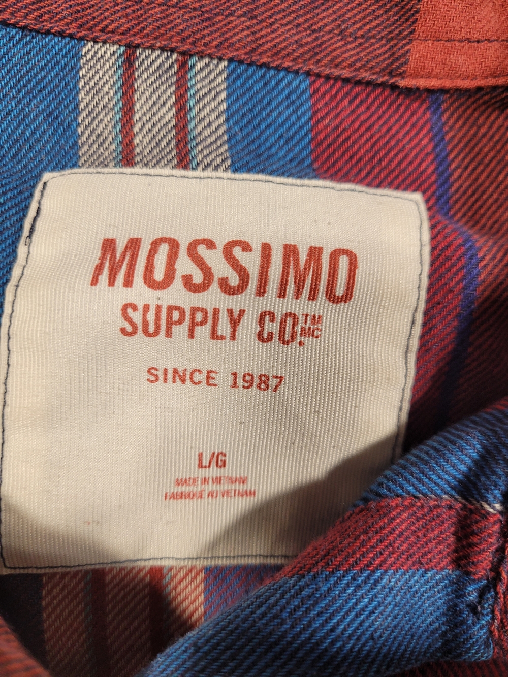 Mossimo Supply Co. Red & Blue Plaid Button-Down Shirt - Picture 2 of 3